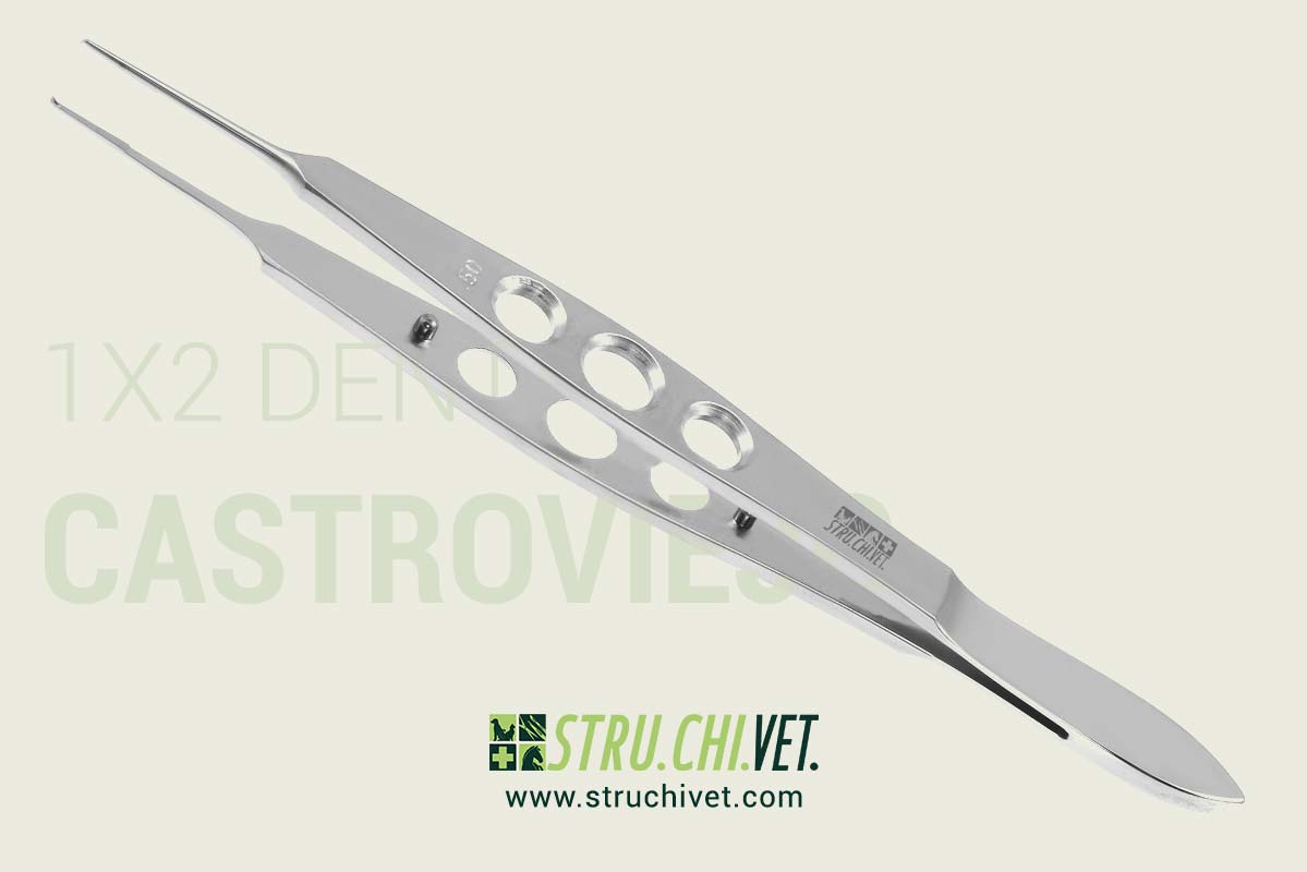 Castroviejo Pinzetta da Sutura con 1x2 Denti Impugnatura Forata