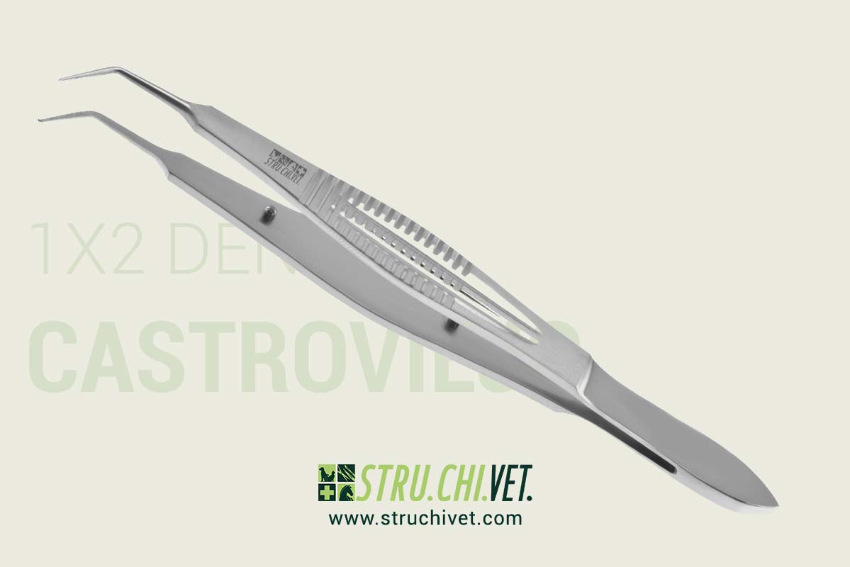 Castroviejo Pinzetta da Sutura con 1x2 Denti Punta Angolata