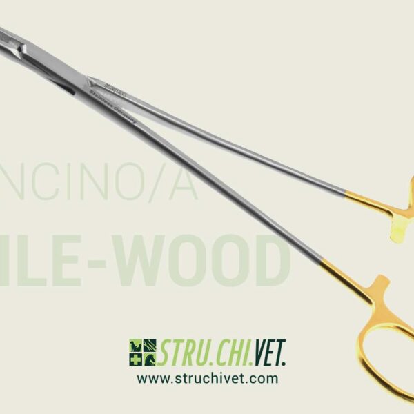 Crile Wood Porta Aghi Carburo di Tungsteno Superficie Dentellata Mancino