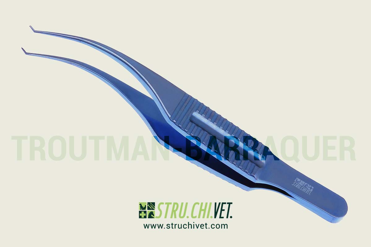 Troutman-Barraquer Pinzetta Corneale per Colibri con 0.12mm 1x2 Denti Titanio